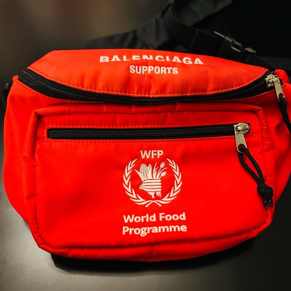 Balenciaga Red world food programme Fanny pack